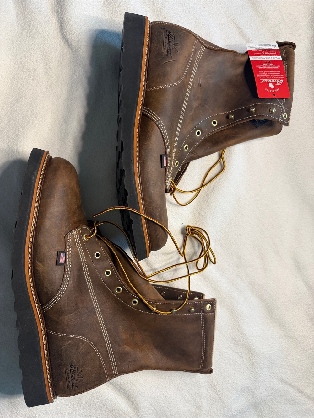 Men's Brown Leather Work Boots - Lace-Up Durable Comfort